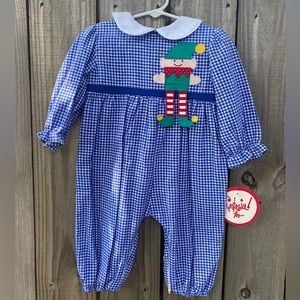 Funtasia Too, Blue gingham, Elf onesie NWT